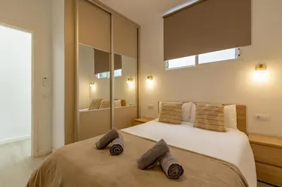 Cama o camas de una habitación en Seaside Pto Mogán - Offer due to Public Works