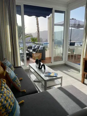 Zona de estar de MOGAN PEARL - POOL - DOUBLE TERRACE - OCEAN VIEW - BEACH - WIFI - WONDERFUL Complex - FREE DIGITAL TRAVEL GUIDE