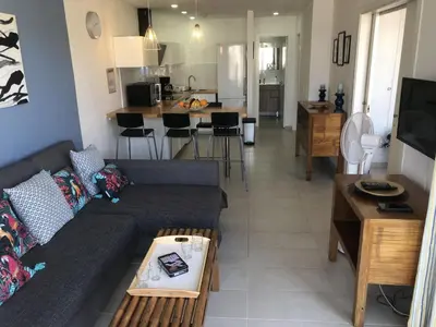 Una cocina o zona de cocina en BLUE PEARL - POOL - TERRACE - OCEAN VIEW - BEACH - WIFI - WONDERFUL Complex