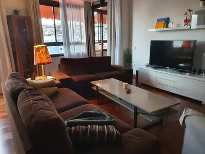 Una televisión o centro de entretenimiento en Alcaravaneras Home