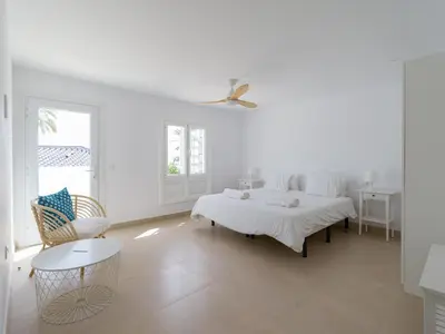 Cama o camas de una habitación en Pasitoblanco Porto Mare 44 Seaview Villa private heated pool