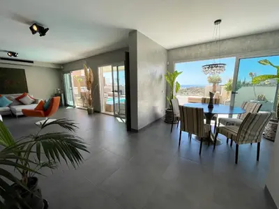 Zona de estar de Luxury Villa Morelli with seaview & heated pool