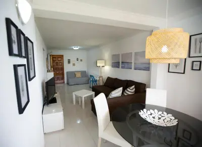 Zona de estar de Doñana Apartamento Sunset first line to the beach