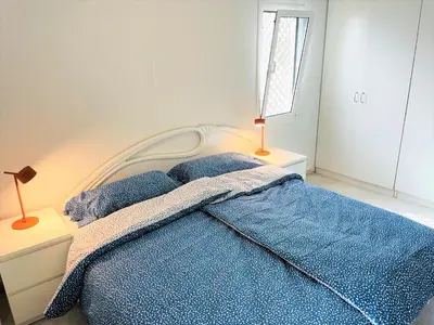Cama o camas de una habitación en MEERBLICK BEACH-APARTMENT Monte Rojo
