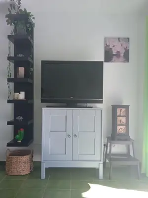 Una televisión o centro de entretenimiento en Surycan Tropical Garden Apartment
