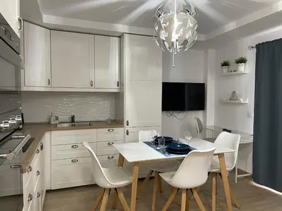 Una cocina o zona de cocina en SAN AGUSTIN SEAVIEW BLUE APARTMENT