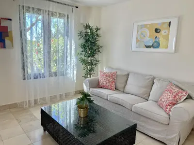 Zona de estar de HomeForGuest Villa 7 in Salobre Golf with nice views to the mountains