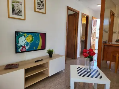 Una televisión o centro de entretenimiento en Las Camelias Apartments