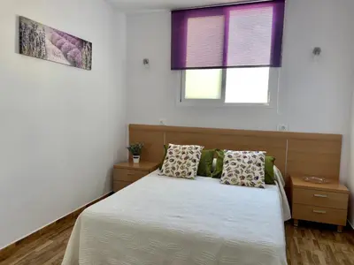 Cama o camas de una habitación en HomeForGuest Amplio apartamento con piscina y terraza en Mogan