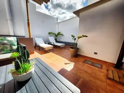 Zona de estar de Casa BIMBA Agaete con terraza y ducha exterior